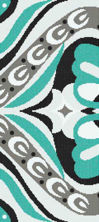 Mosaic tile Bisazza Wears Emilio Pucci by Bisazza, Glass, 129.1x290.5 cm, Surface Finish glossy, Effect fabric, Color multicolor, Style designer
